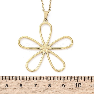Hollow Flower 304 Stainless Steel Pendant Necklaces NJEW-M096-25G-1