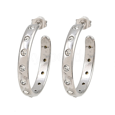 304 Stainless Steel Rhinestone Stud Earrings SA-CBA0ADC-01P-1
