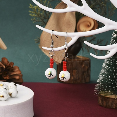 80Pcs 8 Colors Christmas Opaque Glass Beads EGLA-YW0001-07-1