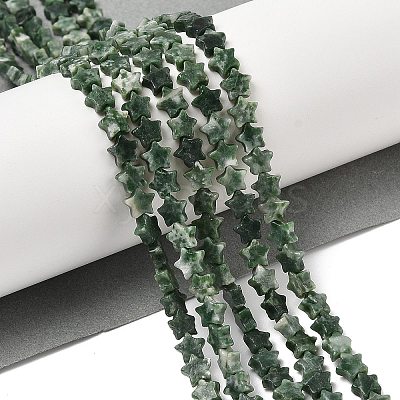 Natural Green Spot Jasper Beads Strands G-H087-C01-01-1