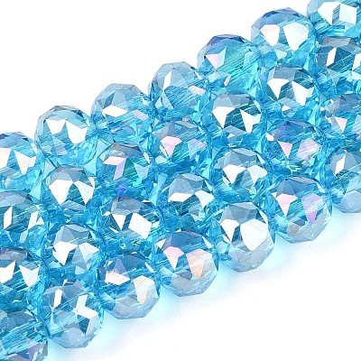 AB Color Plated Transparent Glass Round Beads Strands EGLA-T029-8mm-12T-08-1