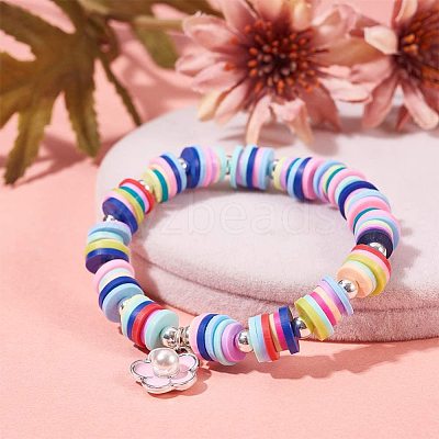 Flat Round Handmade Polymer Clay Beads CLAY-R067-6.0mm-M3-1