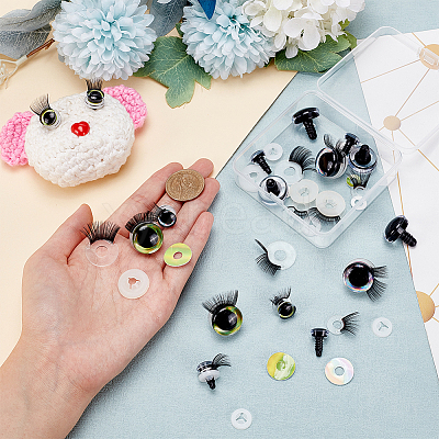 16 Sets 4 Style Plastic Doll Eye & Eyelashes DOLL-PH0001-33-1
