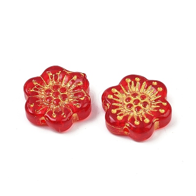 Baking Paint and Golden Metal Enlaced Glass Beads DGLA-T004-09H-1