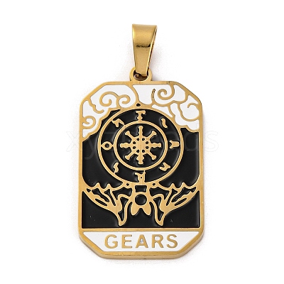 Ion Plating(IP) 304 Stainless Steel Enamel Pendants STAS-Q003-01G-03-1