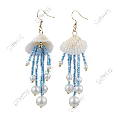 Handmade Seed Beads Tassel Dangle Earrings EJEW-FS00075-1