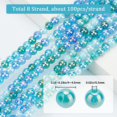 8 Strands Transperant Electroplate Glass Beads Strands GLAA-BBC0001-04D-1