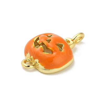 Halloween Brass Orange Enamel Connector Charms KK-F915-04C-G-1