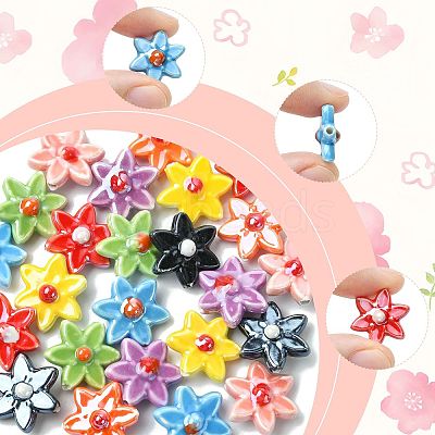 24Pcs 8 Colors Handmade Porcelain Beads PORC-FS0001-47-1
