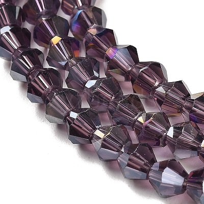 Transparent Electroplate Glass Beads Strands EGLA-A039-T4mm-B04-1