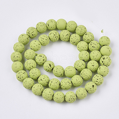 Spray Painted Natural Lava Rock Beads Strands X-G-N0324-C-08-1