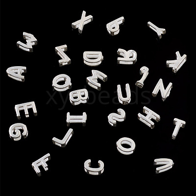 6Pcs 925 Sterling Silver Hollow Initial Beads STER-TA0001-53C-1