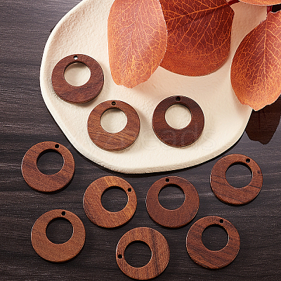 20Pcs Walnut Wood Pendants WOOD-CJ0001-23-1
