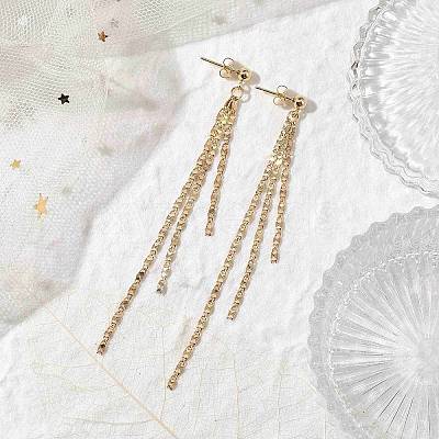 Brass Tassel Chain Drop Earrings for Women EJEW-JE05745-1