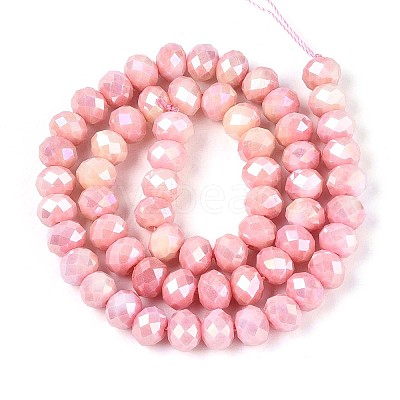 Anti-Tarnish Electroplate Rondelle Glass Beads Strands EGLA-T021-8mm-17-09-1