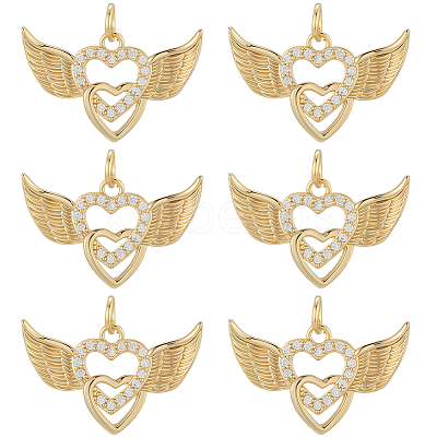 8pcs Brass Micro Pave Cubic Zirconia Pendants KK-BBC0020-22-1