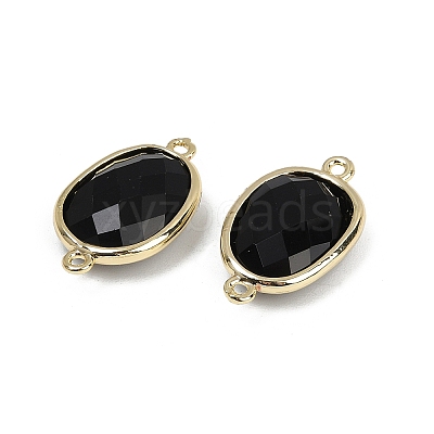 Natural Obsidian Faceted Connector Charms G-K347-11G-16-1