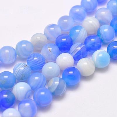 Natural Striped Agate/Banded Agate Bead Strands G-G962-10mm-13-1