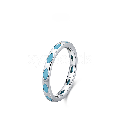 925 Sterling Silver Synthetic Turquoise Finger Rings FS-WGC9F63-14-1