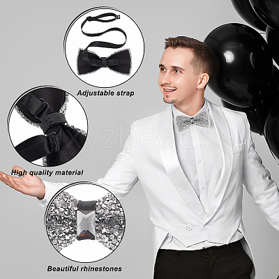 Adjustable Resin Rhinestone Polyester Bow Ties for Men AJEW-WH0472-01C-1