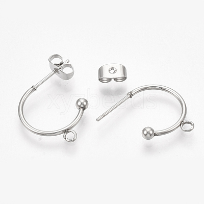 Non-Tarnish 304 Stainless Steel Stud Earring Findings STAS-T047-21-1