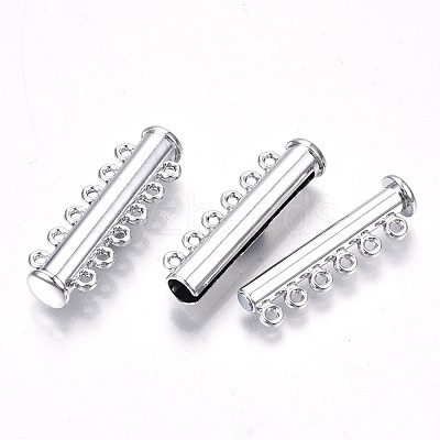 6-Strands Brass Magnetic Slide Lock Clasps KK-Q740-19P-1