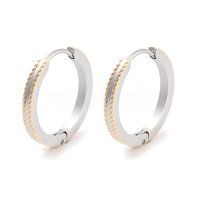 304 Stainless Steel Textured Huggie Hoop Earrings for Women EJEW-C096-35D-1