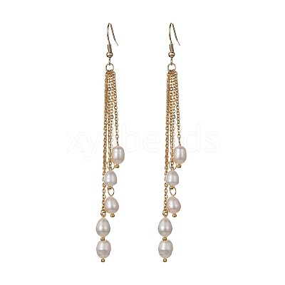 Natural Pearl Beads Dangle Earrings EJEW-JE05413-01-1