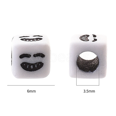 Craft White Acrylic Beads MACR-YW0001-13-1