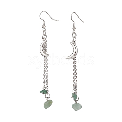 10 Pairs 10 Styles Brass Moon Dangle Earrings EJEW-JE06676-1