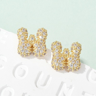 Brass Micro Pave Cubic Zirconia Stud Earrings EJEW-Z091-04G-W-1