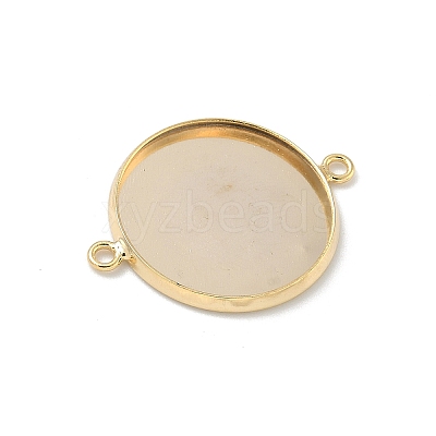 Flat Round Brass Connector Cabochon Settings KK-K414-13C-G-1