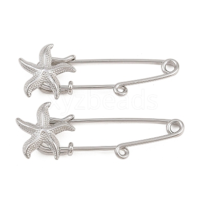 Starfish 304 Stainless Steel Safety Pins Brooch Findings SA-CBA098D-16H-P01-1