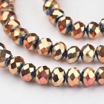 Electroplate Glass Bead Strands X-EGLA-G014-6mm-FP01-1