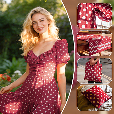 Polka Dot Pattern Cotton Fabric DIY-GA0010-22A-1