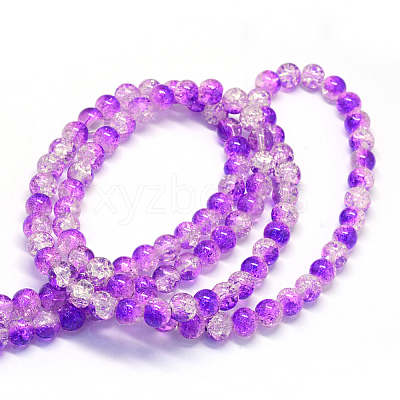 Baking Paint Transparent Crackle Glass Round Bead Strands DGLA-Q018-4mm-68-1