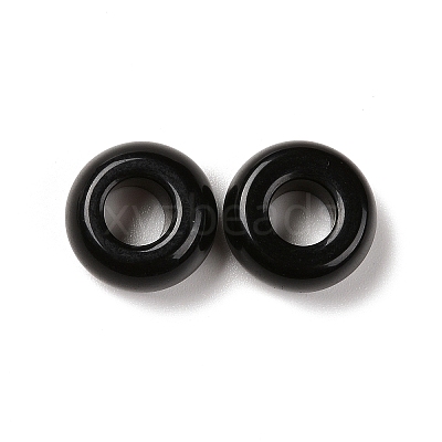 Natural Black Obsidian European Beads X-G-G740-14x8mm-34-1
