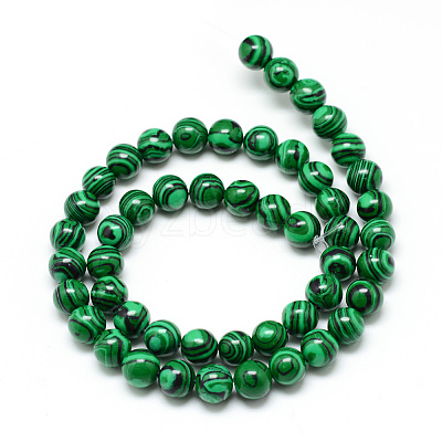 Synthetic Malachite Beads Strands X-G-T053-8mm-05-1
