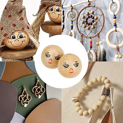 30Pcs Natural Wood Beads WOOD-FG0001-15A-1