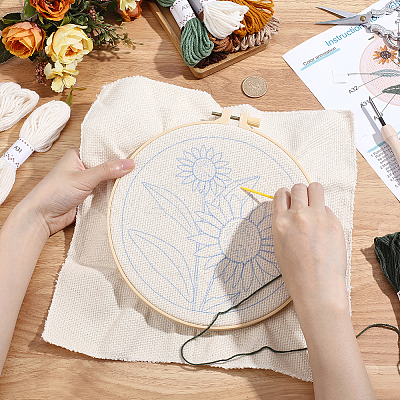 Flower Pattern Punch Embroidery Starter Kits DIY-WH20007-743B-1