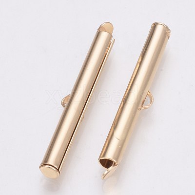 Brass Slide On End Clasp Tubes X-KK-Q747-11H-KC-1