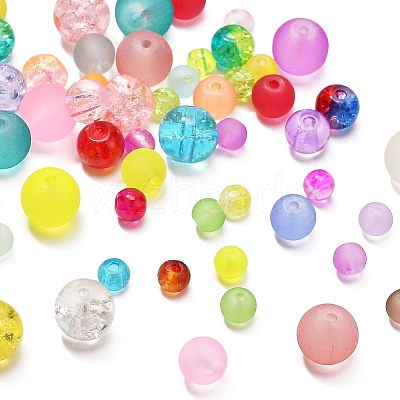 452Pcs 6 Style Transparent Crackle & Frosted Glass Beads CCG-YW0001-07-1