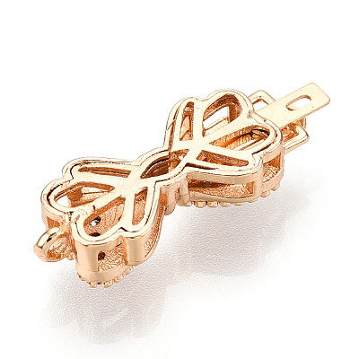Brass Micro Pave Clear Cubic Zirconia Box Clasps KK-G491-02G-1