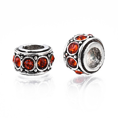 Alloy Rhinestone European Beads MPDL-Q212-001G-RS-1
