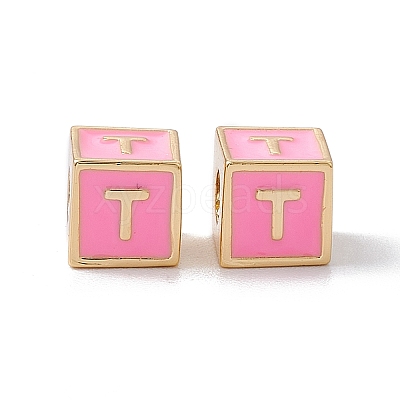 Rack Plating Brass Enamel Beads KK-B060-04G-05T-1