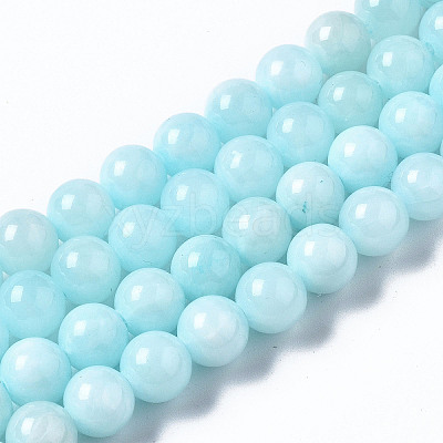 Natural Dyed Yellow Jade Gemstone Bead Strands X-G-R271-8mm-Y04-1