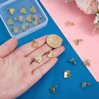 10 Pairs Brass Stud Earrings EJEW-PH0001-52A-1