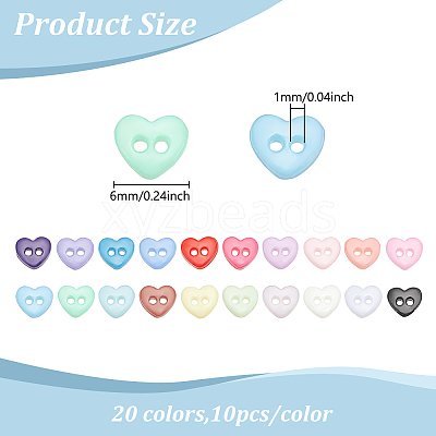 200Pcs 20 Colors Resin Buttons BUTT-AN0001-05-1