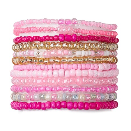 12Pcs 12 Styles Glass Stretch Bracelets BJEW-JB11032-01-1