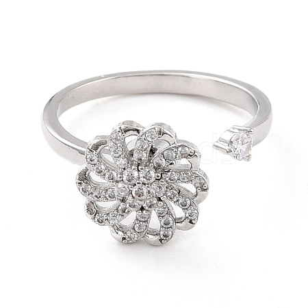 Flower Rotatable Open Ring for Women RJEW-M139-10P-1